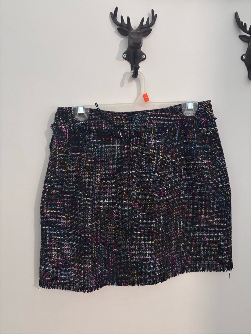H&M Black Tweed Mini Skirt with Pink, Blue & Yellow Accents